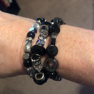 Black, grey silver and white bracelet